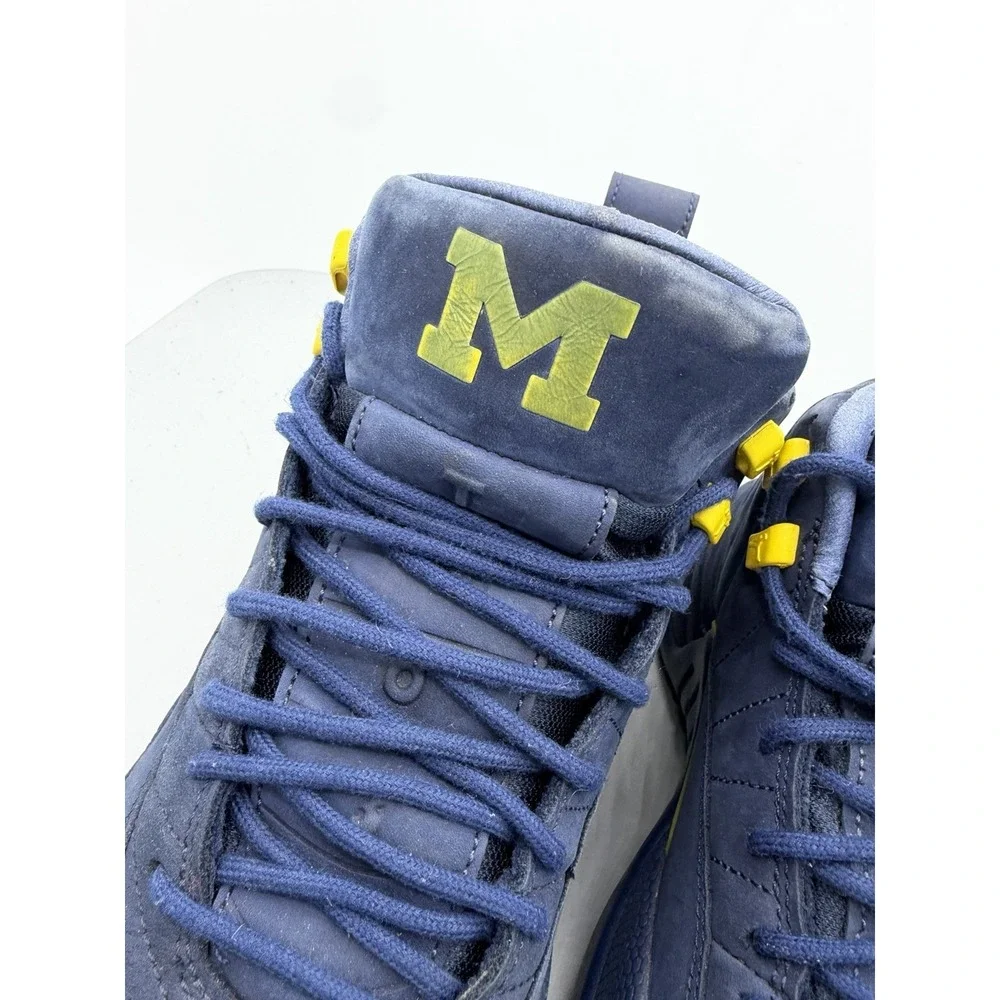 Nike Air Jordan 12 Retro Michigan BQ3180-407 Blue Yellow Mens Size 9
